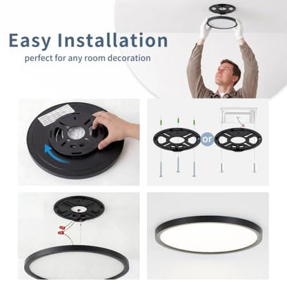 4 Pack 7.1 inch LED Flush Mount Ceiling Light, 5CCT&15W(Black) | 1500Lm,0.67 Ultra Thin, Low Profile,Round Ceiling Light Fixture for Living Room,Bedroom, Kitchen, Closet, Hallway,Hallway - color: Black, size: 7.1"-4pack