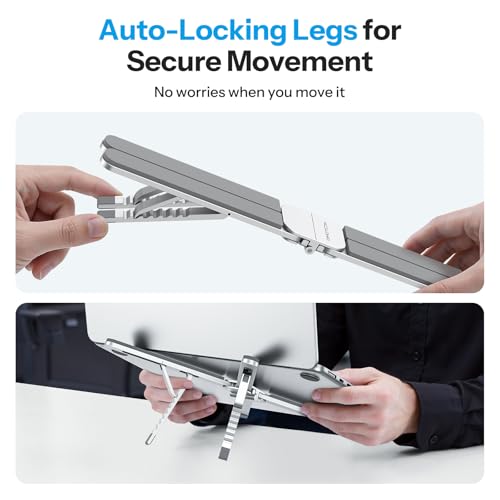 OMOTON Foldable & Portable Laptop Stand for Desk, 6-Level Adjustable Riser