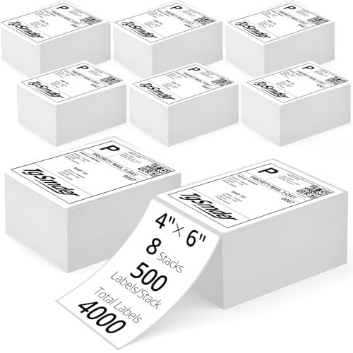 4000 4" x 6" Fanfold Thermal Shipping Labels for Zebra Printers - size: 4" x 6" - 8 Stacks ( 4000 labels ）