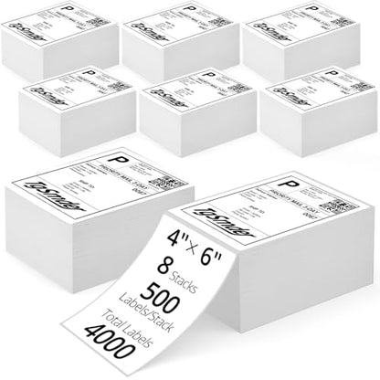4000 4" x 6" Fanfold Thermal Shipping Labels for Zebra Printers - size: 4" x 6" - 8 Stacks ( 4000 labels ）