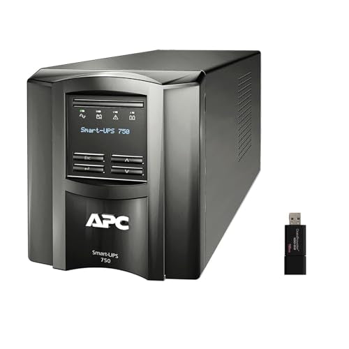 APC Smart-UPS, SMT750C Tower Back-UPS, 750 VA Backup Battery Power Supply, 6 x NEMA 5-15R, SmartConnect Port, SmartSlot, AVR, LCD Bundled with 16GB USB Storage