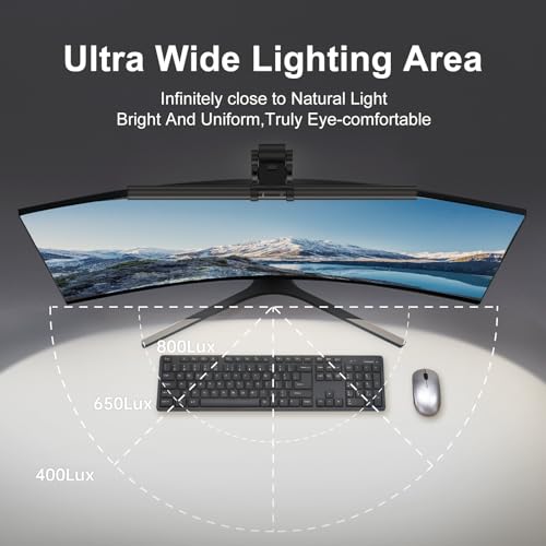 Monitor Light Bar (Black) - Computer Monitor Lamp for Home Office Gaming,Eye-Care LED Screen Bar, Touch Control USB Reading Desk Lamp for Flat & Curved Monitor - style: Touch+Sensor