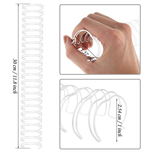 Zonon 6 Pieces Binding Wire Twin Loop Spines Double Loop Binding Wire 1 Inch Cinch Diameter 23 Holes for Teacher Student Document Notebook Making(White) - color: White