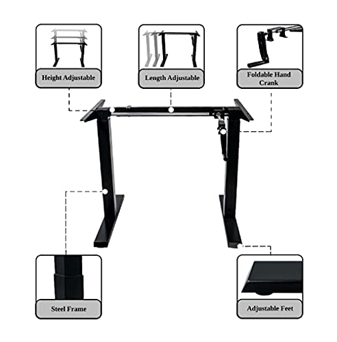 Canary Products Height Adjustable Crank Desk Frame, Tabletop Not Included, 48.56 Inch Max, Grey - color: Grey