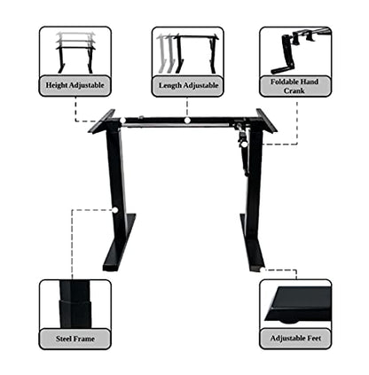 Canary Products Height Adjustable Crank Desk Frame, Tabletop Not Included, 48.56 Inch Max, Grey - color: Grey