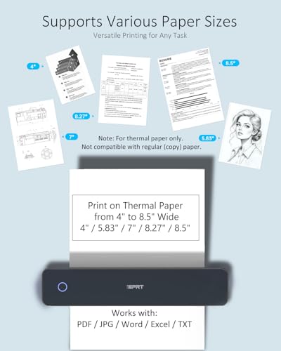 Inkless Portable Printer for Travel with 200pcs Thermal Paper & 1 Case Kit