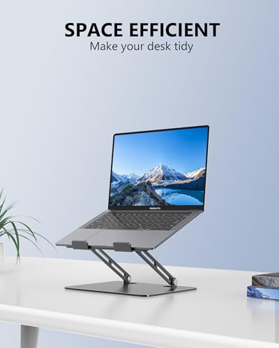 JCZT Adjustable Laptop Stand, Aluminum Laptop Stand for Desk, Classic Grey | Ergonomic Portable Laptop Stand, Ventilated Cooling Computer Notebook Holder for MacBook Air Pro, All 10-16'' Laptops - color: Classic Grey