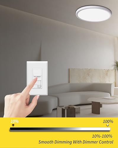 4Pack 16 Inch Dimmable LED Flush Mount Ceiling Light Panel,32W 3480LM,2700K-6000K 5 CCT Selectable,Ultra Thin Round White Ceiling Light Fixture for Hallway Kitchen Bedroom Home Office Bathroom - color: White, size: 16 INCH 4PK Dimmable 5CCT
