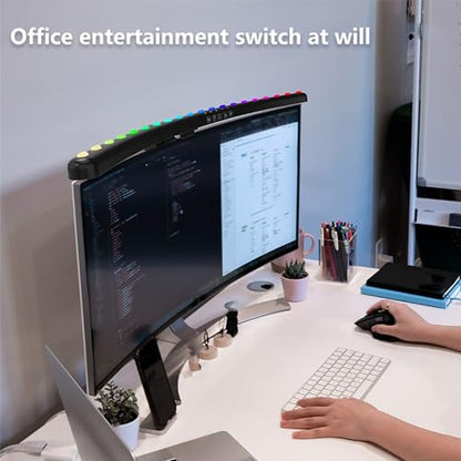 Focket RGB Monitor Light Bar, 2 in 1 Curved 7 Colors TV Backlight Computer Light Bar, Voice Activated Screen Light Bar with Timer, Stepless Dimmer, Dynamic Music Rhythm, Touch Control