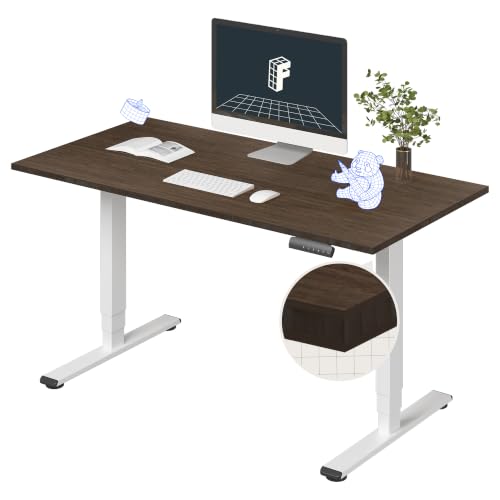 FLEXISPOT E6 Bamboo 3-Stage Dual Motor Electric Standing Desk 55 x 28 Sit Stand Up Desk, Holds 220 lbs, Adjustable Height w/Memory Presets, Solid Walnut Bamboo Desktop & White Frame, Ships in 2 Boxes - color: White Frame+ Walnut Bamboo Top, size: 55"x28"