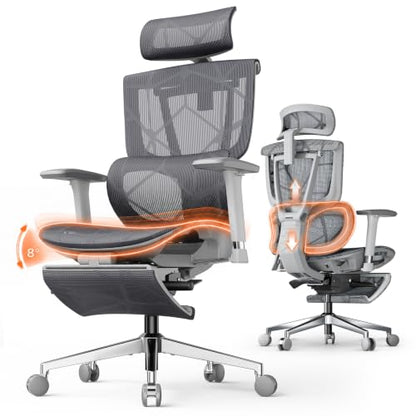 Lumbar Support Office Chair - 330lb Big & Tall Ergonomic Office Chair with Dynamic Lumbar - Forward Tilt Seat - Adjustable Headrest & Arms - Breathable Mesh Office Chair for Home Office