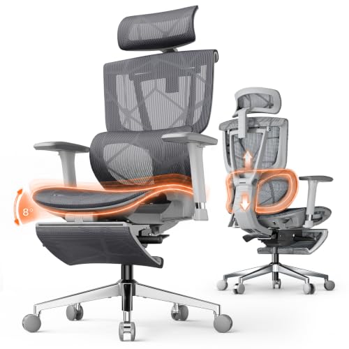 Lumbar Support Office Chair - 330lb Big & Tall Ergonomic Office Chair with Dynamic Lumbar - Forward Tilt Seat - Adjustable Headrest & Arms - Breathable Mesh Office Chair for Home Office