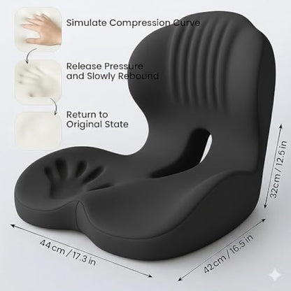 Ergonomic L-Shaped Memory Foam Seat Cushion with Lumbar Support, Designed to Help Relieve Tailbone, Coccyx & Lower Back Pain for Office,Truck, Car & Travel (Black) - color: Black