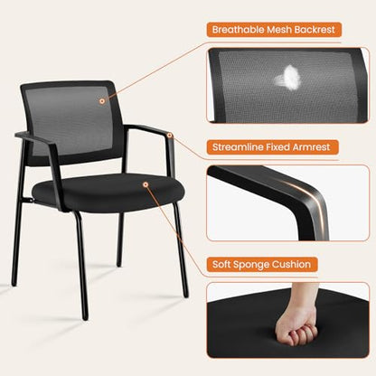 Sweetcrispy Waiting Room Chairs 1 Pack, Mesh Office Guest Chairs - color: Black, size: 1 Pack