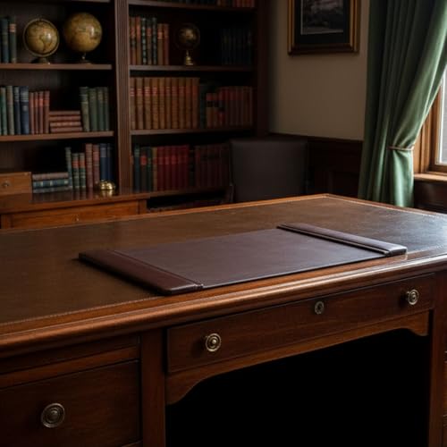DACASSO Leather Desk Pad with Side Rails - Luxury Leather Desk Blotter for Writing - Executive Desk Surface Protector - (Chocolate Brown, 25.5 x 17.25”) - color: Chocolate Brown, size: 25.5" x 17.3"
