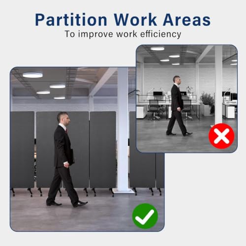 3-Panel Portable Office Partition,Mobile Acoustic Wall Divider with Wheels - color: Dark Gray, size: 3 Panel-72"Wide