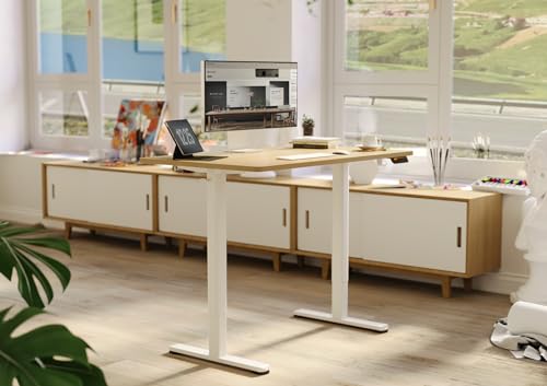 Claiks Electric Height Adjustable Standing Desk, 48x24 Inch, Nature | Smooth Height Adjustment, 3 Memory Presets, Cable Management Hub&Hook, Stable Steel Frame, 176lbs Capacity, Easy Assembly - color: Nature, size: 48