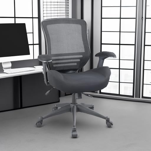 BOLISS 400lbs Ergonomic Office Chair Soft Thick Seat with Mesh Back (Black) | Wide Cushion, Computer Desk Chair, Tilt Lock, Height Adjustable Arms and Lumbar Support Reduce Back Pain - color: Black Frame Black Fabric