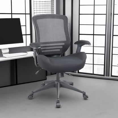 BOLISS 400lbs Ergonomic Office Chair Soft Thick Seat with Mesh Back (Black) | Wide Cushion, Computer Desk Chair, Tilt Lock, Height Adjustable Arms and Lumbar Support Reduce Back Pain - color: Black Frame Black Fabric
