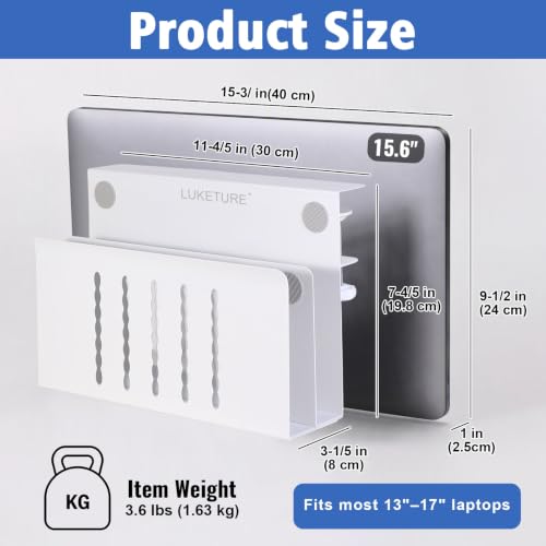 LUKETURE Desk Side Storage, 2 Tier Under Desk Laptop Mount with Pen Slot - color: White, size: L(2 Tier)