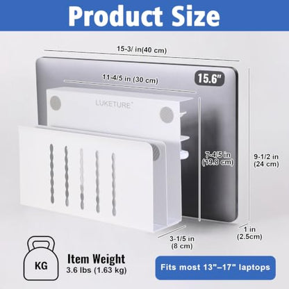 LUKETURE Desk Side Storage, 2 Tier Under Desk Laptop Mount with Pen Slot - color: White, size: L(2 Tier)