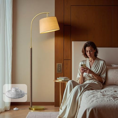 62.5" Wood Floor Lamps for Living Room with Foot Switch Tall Standing Lamp - color: Chestnut