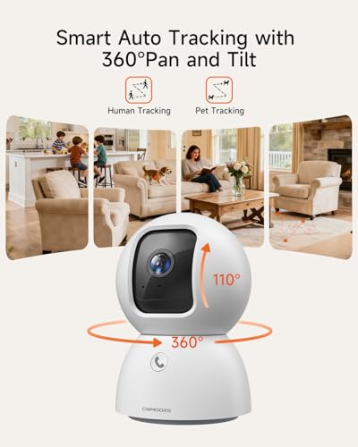 5MP Camera for Home Security, Free 64GB SD Card, Non-Subscription AI Human/Pet/Facial Detection, 3K Dog Cat Pet Camera with Phone APP, 360 Coverage, 2-Way Talk, IR Night Vision, 2.4G 5G Dual Band WiFi - style: 3K Camera with 64GB Card