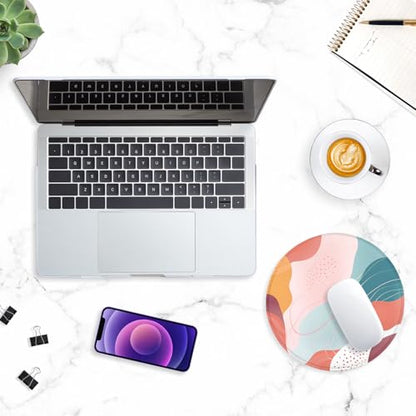 ITNRSIIET Round Mouse Pad with Stitched Edge Premium-Textured Waterproof Non-Slip Rubber Base Desktop Protection Mat Diameter 8.7 inches, Art Style Pattern - color: A03-Art Style Pattern