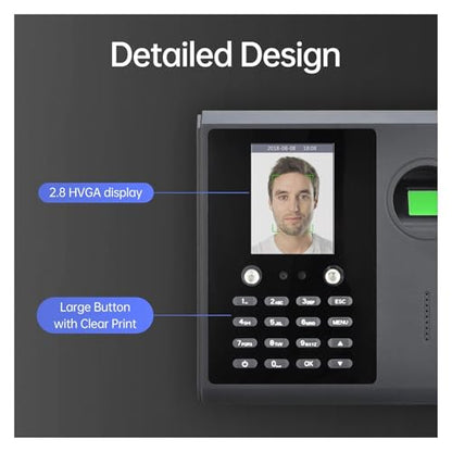 Biometric Time Clock Attendance Machine for Employees 5 Languages System Support WiFi USB Port Data for Office for Small Businesses