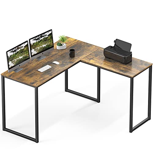SHW Mission 48 x 48 L-Shape Home Office Computer Desk, Rustic Brown - color: Rustic Brown, size: 48-Inch L-Shaped