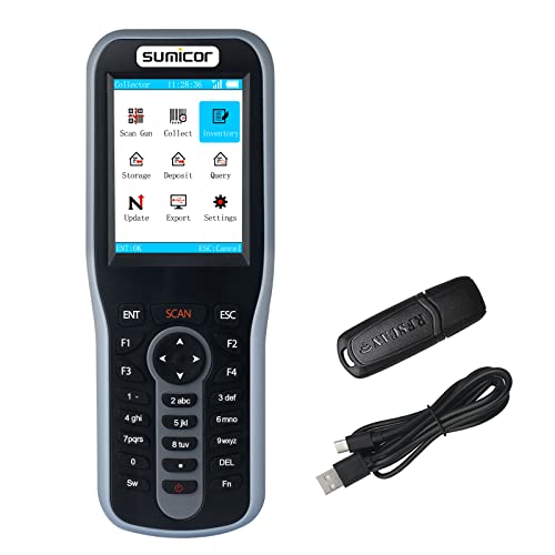 Sumicor Barcode Scanner 1D & 2D QR Code PDF417 Reader, Wireless 2.4 Ghz Handheld Cordless Rechargeable Inventory Barcode Scanner with 2.8'' HD Screen and Keybord for Stocktaking (2D) - size: 2D