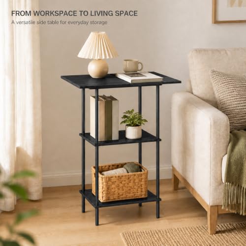 Black Large Printer Stand with Storage 3 Tier Rolling Printer Cart - color: Black