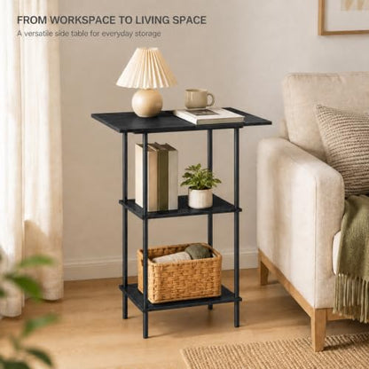 Black Large Printer Stand with Storage 3 Tier Rolling Printer Cart - color: Black