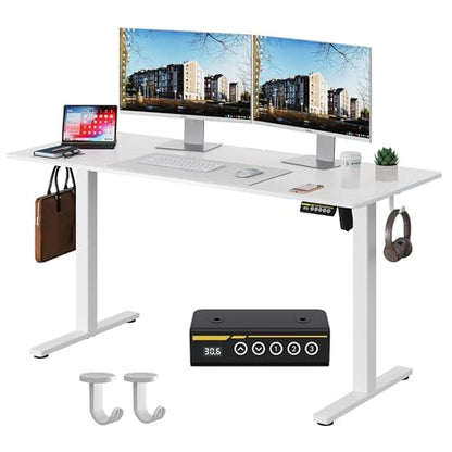 55 x 24 Inch Electric Standing Desk, 3 Memory Presets, White - color: White, size: 55*24