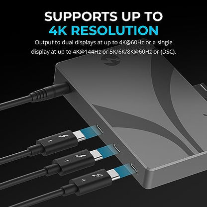 SABRENT Thunderbolt 4 Hub, 60W Charging, 3X TB4 + USB-A (HB-TBT4) | Dual 4K@60Hz or 8K@60Hz; certified TB4 cable; USB-C dock; macOS & Windows - style: Thunderbolt 4 Hub – 60W Charging
