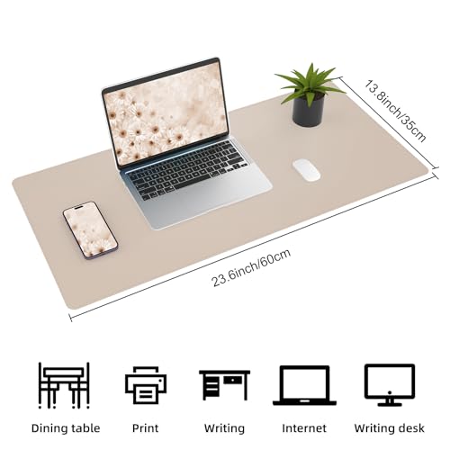 AFIING Desk Mat, Beige, 23.6" x 13.8", Desk Pad Protector - color: Beige, size: 23.6" x 13.7"