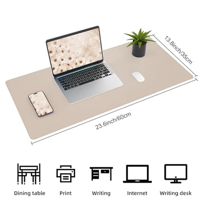 AFIING Desk Mat, Beige, 23.6" x 13.8", Desk Pad Protector - color: Beige, size: 23.6" x 13.7"