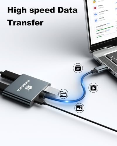 USB C to Dual HDMI Adapter 4K@60Hz, 4-in-1 HDMI Splitter for Dual Monitors, 100W PD Charging, USB A Port, Docking Station for MacBook/LenovoYoga/Thinkpad, XPS and More (macOS only Support SST Mode)