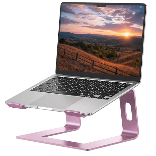 SOUNDANCE Laptop Stand, Aluminum Computer Riser, Ergonomic Laptops Elevator for Desk, Metal Holder Compatible with 10 to 15.6 Inches Notebook Computer, Pink - color: D-Gold Pink, size: For 10 to 15.6 Inches Laptop