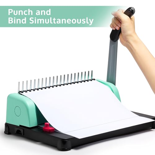 OFFNOVA Binding Machine, 21-Hole 450 Sheets Paper Comb Punch Binder Machine for Letter Size / A4 / A5 Paper, Easy to Punch Handle, Adjustable Margin - style: Gen2