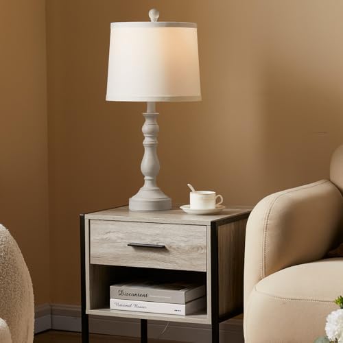23'' Table Lamps Set of 2, Lamps for Bedroom, USB C+A Ports, Beige - color: B.White, Grey
