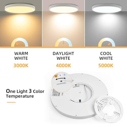 Hlite 9 Inch LED Flush Mount Ceiling Light,1800LM,6 Pack,3CCT | 18W 3000K/4000K/5000K Selectable,Super Slim,Low Profile Round Ceiling Light Fixtures for Kitchen,Bedroom,Hallway,White - color: White, size: 9 inch-6