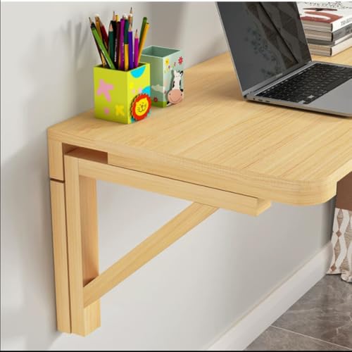 Folding Wall Desk Wood Wall Mounted Folding Table Floating Kitchen Desk Drop Leaf Workbench Fold Down Laundry Room Shelf(120x50cm/48x20in) - size: 120x50cm/48x20in