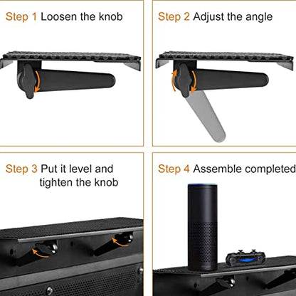 No Drill TV Top Shelf 24 inch Wide Monitor Top Mounting Bracket Platform Holds Speaker, AV Receiver, Media Box, Game Console and More - size: 24 inch
