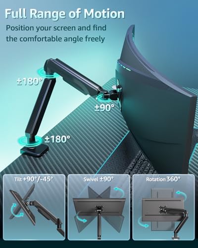 Heavy Duty Single Monitor Arm for Max 42 Inch Hold up to 33 lbs | Monitor Mount Desk Mount Height Adjustable Ultrawide Monitors Stand VESA Mount 70/100 - style: Single