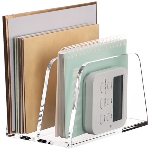 SANRUI Acrylic Mail Organizer for Desk, Mail Holder with 2-Slot, Clear - size: 2 Slots