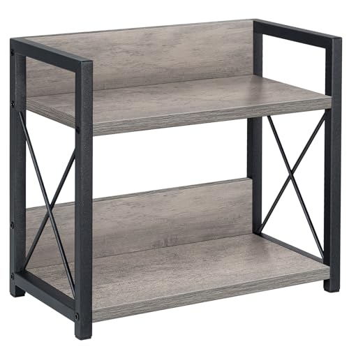 Giikin Countertop Shelf Organizer, 2 Tier Kitchen Spice Rack for Countertop, Wood Kitchen Counter Shelf for Home, Coffee Station Organizer (Grey,S) - color: Grey, size: Small