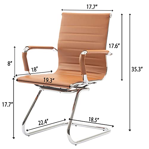 HNY 10-Pack PU Leather Office Guest Chairs - color: Cognac, size: 10 PCS