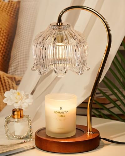 Funistree Flower Candle Warmer Lamp with Timer, Dimmable Candle Lamp Warmer, Christmas Birthday Gifts for Women Mom Her, Housewarming Home Decor, Lotus Wax Warmer for Yankee Candles - Clear Lily - color: 07 Clear