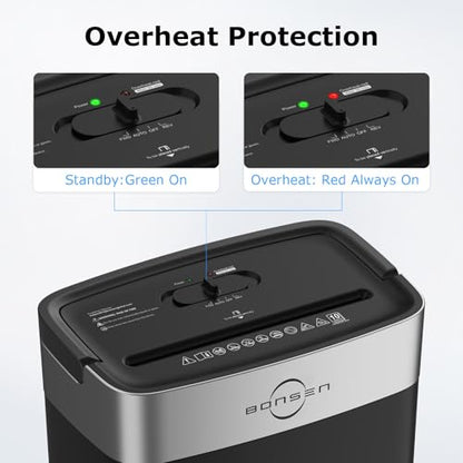 Bonsen 10-Sheet Cross Cut Paper Shredder for Home Office Heavy Duty - color: Black, size: 10-Sheet Cross Cut